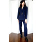 Vintage 1990s Navy Blue Pant Suit w/Belted Blazer Kasper /S