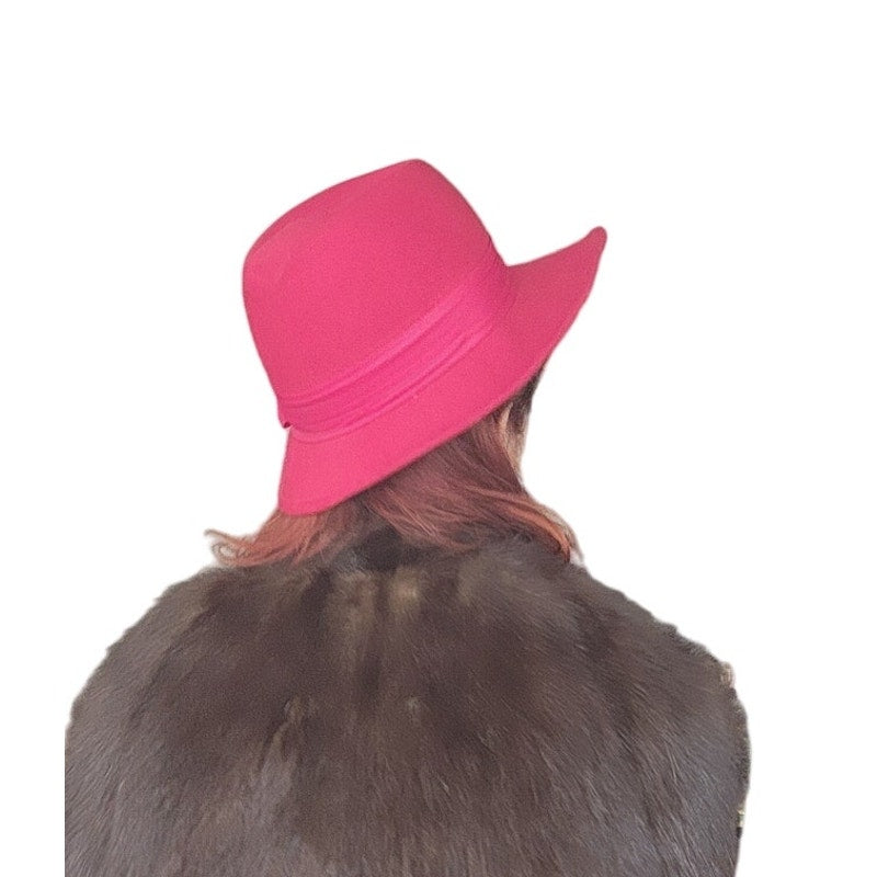 70s Raspberry Red Wool Hat Large Brim Betmar