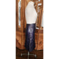 Vintage 1980s Krizia Pencil Skirt Purple Eel Skin Leather Snap Front Midi Small IT 40