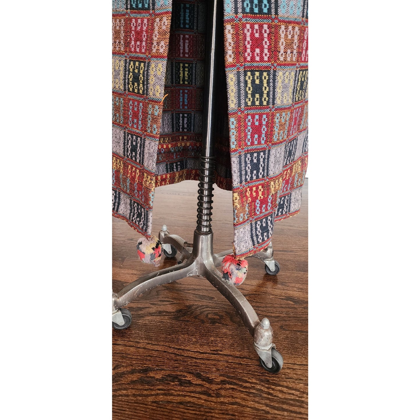 Vintage Folk Costume Apron Skirt Tapestry Weave Style Red Blue Patchwork
