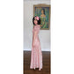 Vintage 30s Vintage Pink Floral Satin Evening Gown Old Hollywood Prom Dress