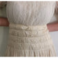 Vintage 1930s Cream Silk Dress Lace & Rhinestone Embroidery