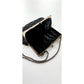Antique Black Crochet Bag Silver Metal Etched Frame Edwardian 1910s Purse