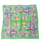 Vintage YSL Scarf Silkprint Square Floral Paisley Green Yves Saint Laurent 1970s 1980s