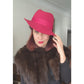 70s Raspberry Red Wool Hat Large Brim Betmar
