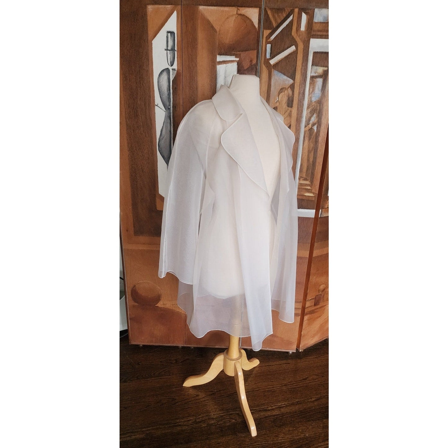 Vintage 1990s Sheer White Jacket White Organza Victoria March Chicago Designer