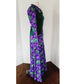 Vintage 70s Maxi Dress Purple French Toile Print & Hunter Green Jody California