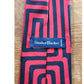 Vintage 60s Mens Necktie Wide Labyrinth Print Red Black