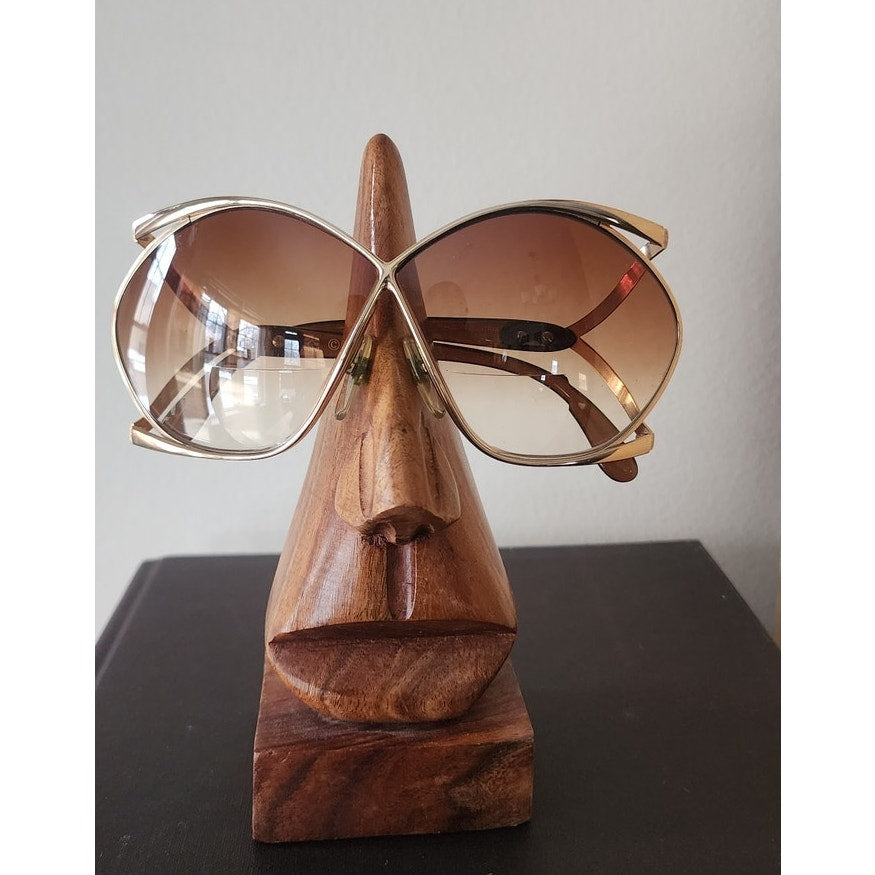 Vintage 1970s 1980s Christian Dior 2056 Butterfly Sunglasses Gold Frame