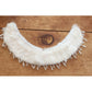 Vintage 50s Collar White Rabbit Fur w/Bead Fringe