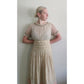 Vintage 1930s Cream Silk Dress Lace & Rhinestone Embroidery