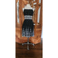 Vintage 1950s Patio Dress Black + White Embroidery Spaghetti Straps / S