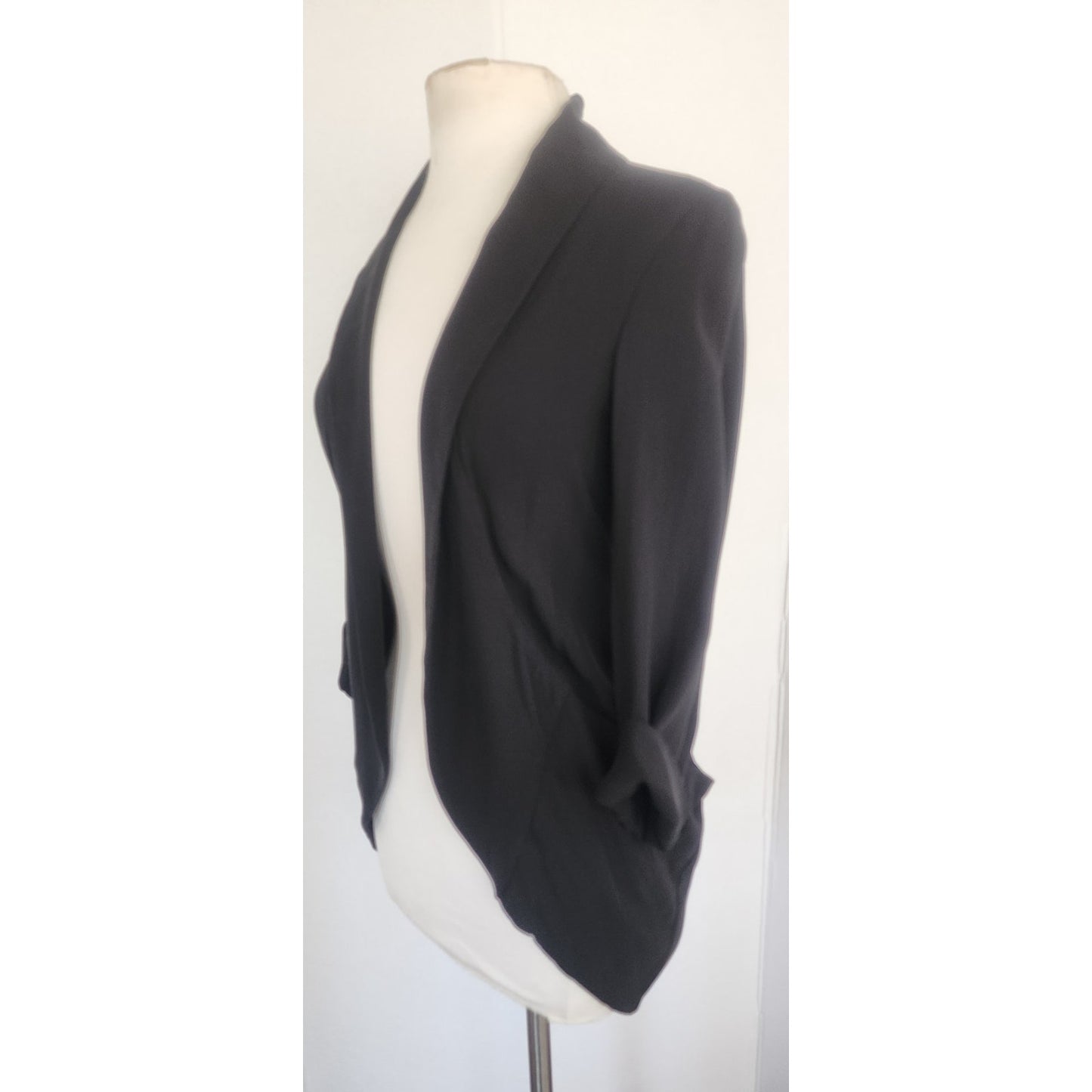 Vintage Eileen Fisher Blazer Black Silk Jacket Petite Minimalist