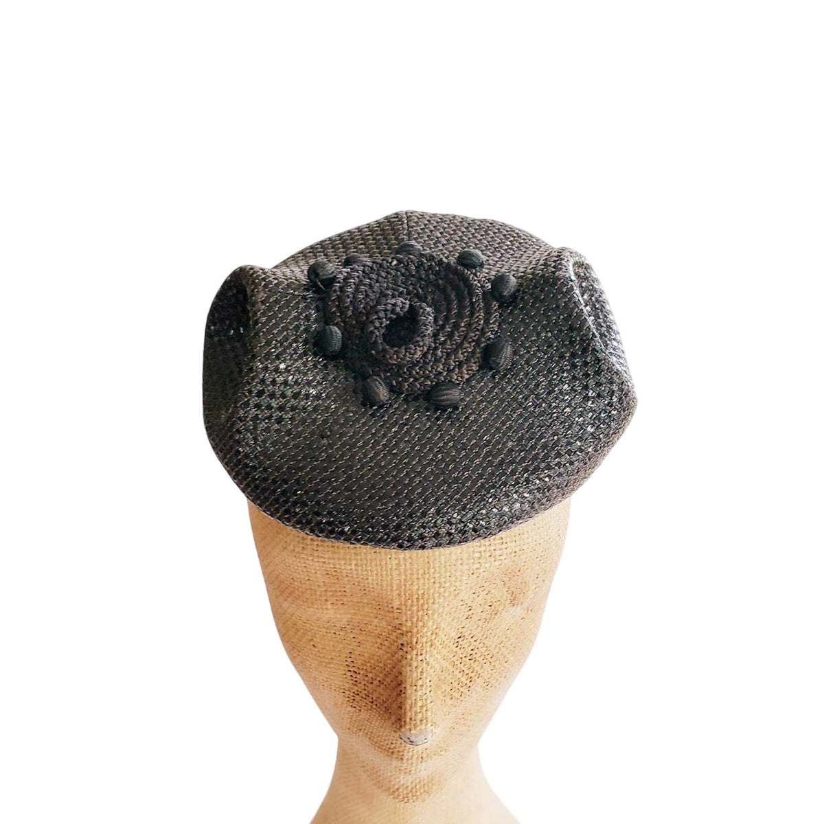 Vintage 1950s Miniature Hat Sculpted Avant Garde Mod Beanie Modernist Straw Junia Carson Pirie Scott Chicago