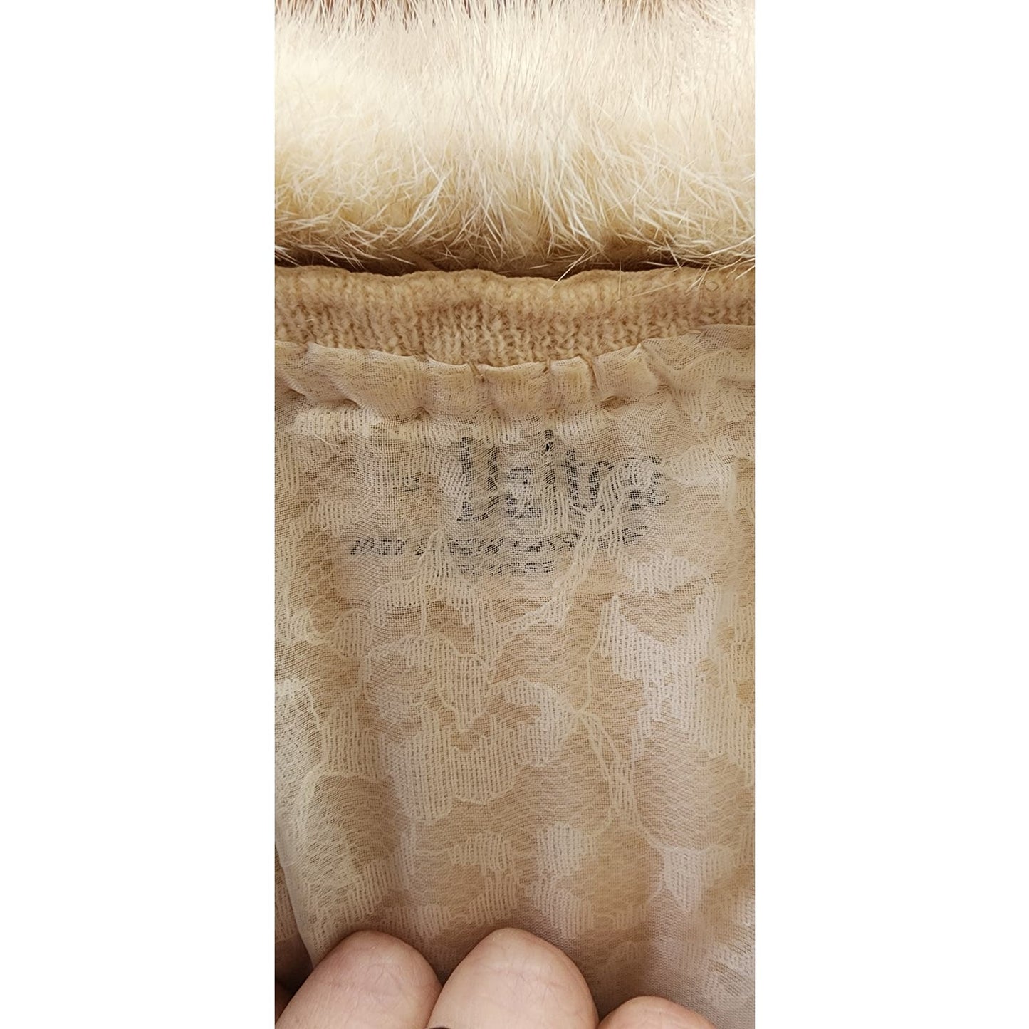 Vintage 50s Cream Cashmere Cardigan Blonde Mink Collar