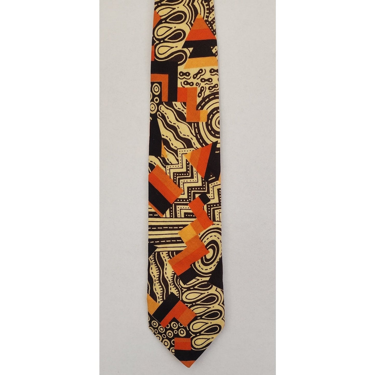 Vintage 1960s Mens Wide tie Brown Orange Psychedelic Bold Print