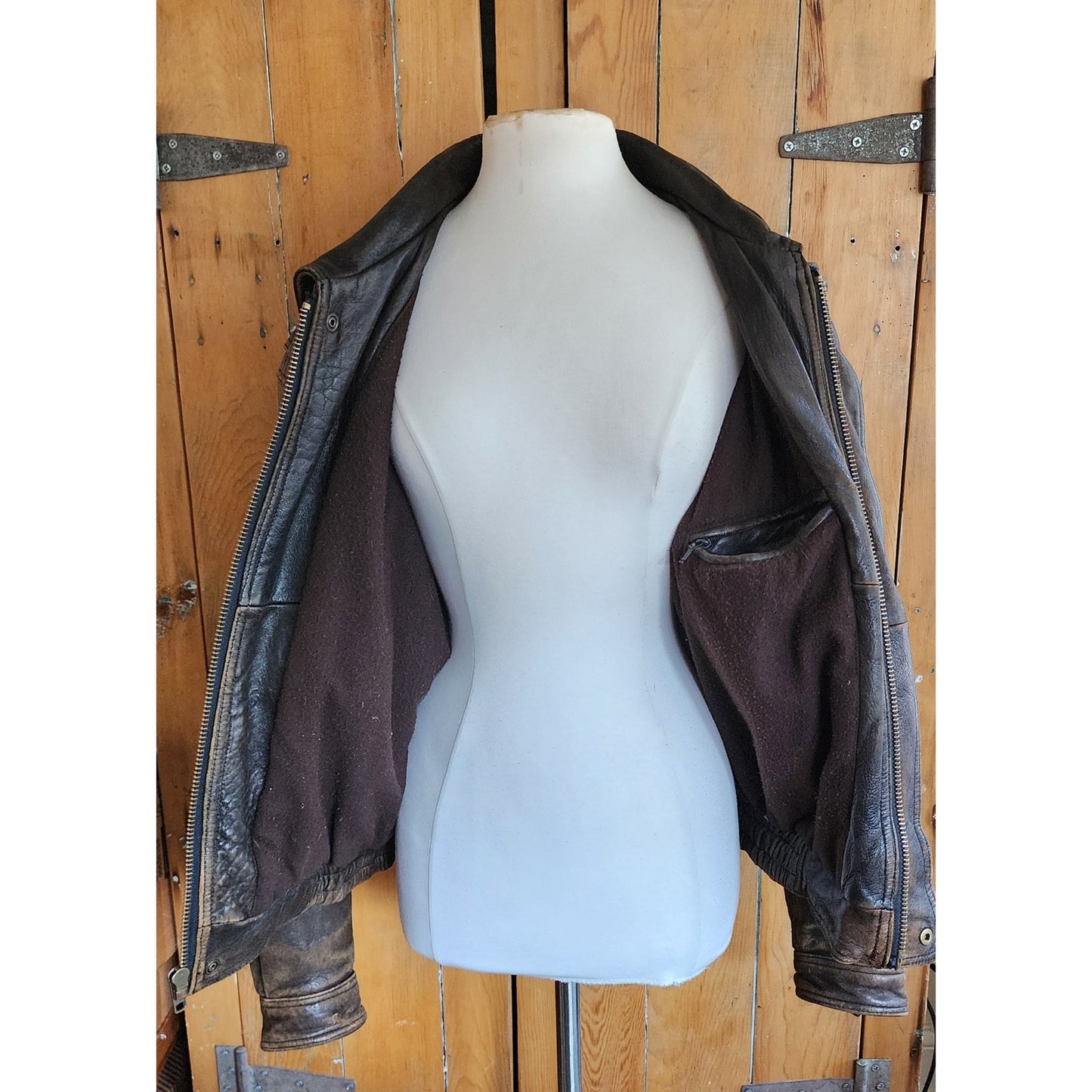 Vintage 80s Men's Jacket Brown Leather Bomber Sawyer of Napa