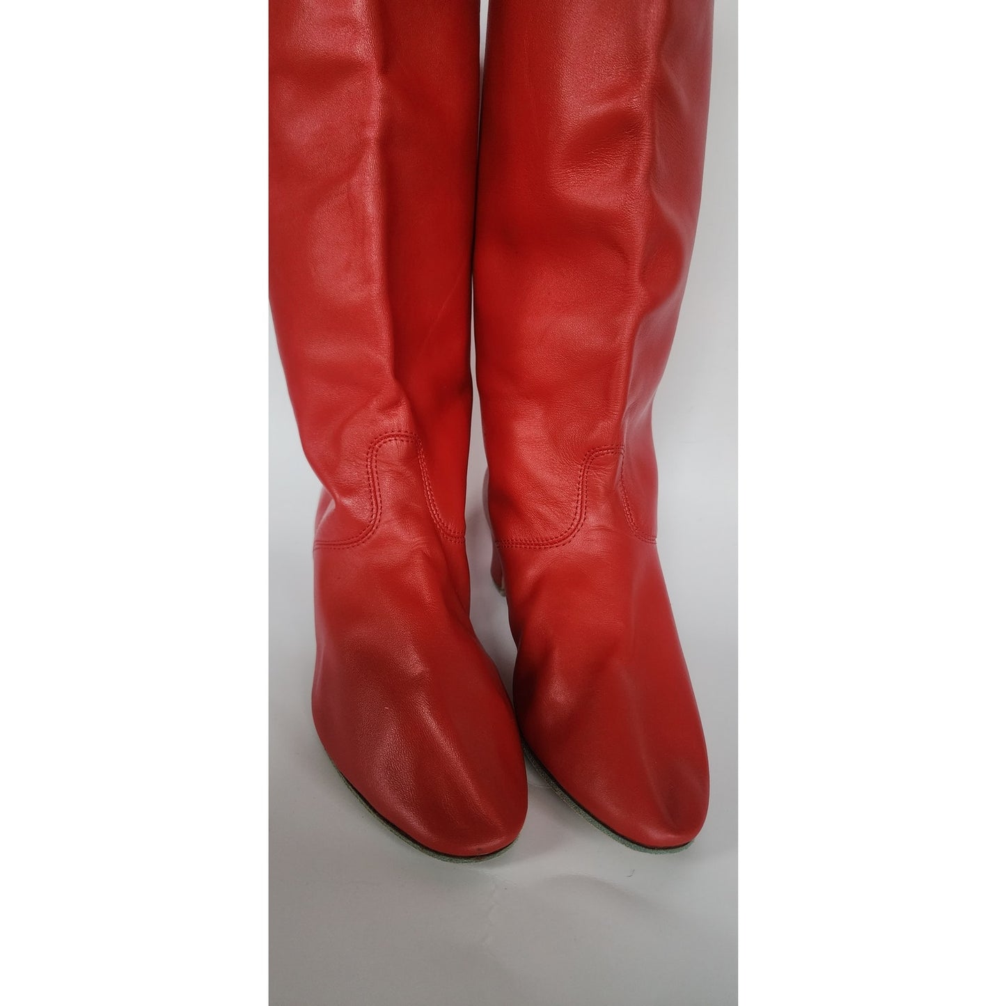 Red Leather Boots Ukrainian Choboty Traditional Dance Ethnic Folk Costume Ladies Size 41 / US 10