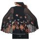 Vintage 1970s Janice Wainwright Dress Embroidered Black Maxi Butterfly Sleeves XS Tall
