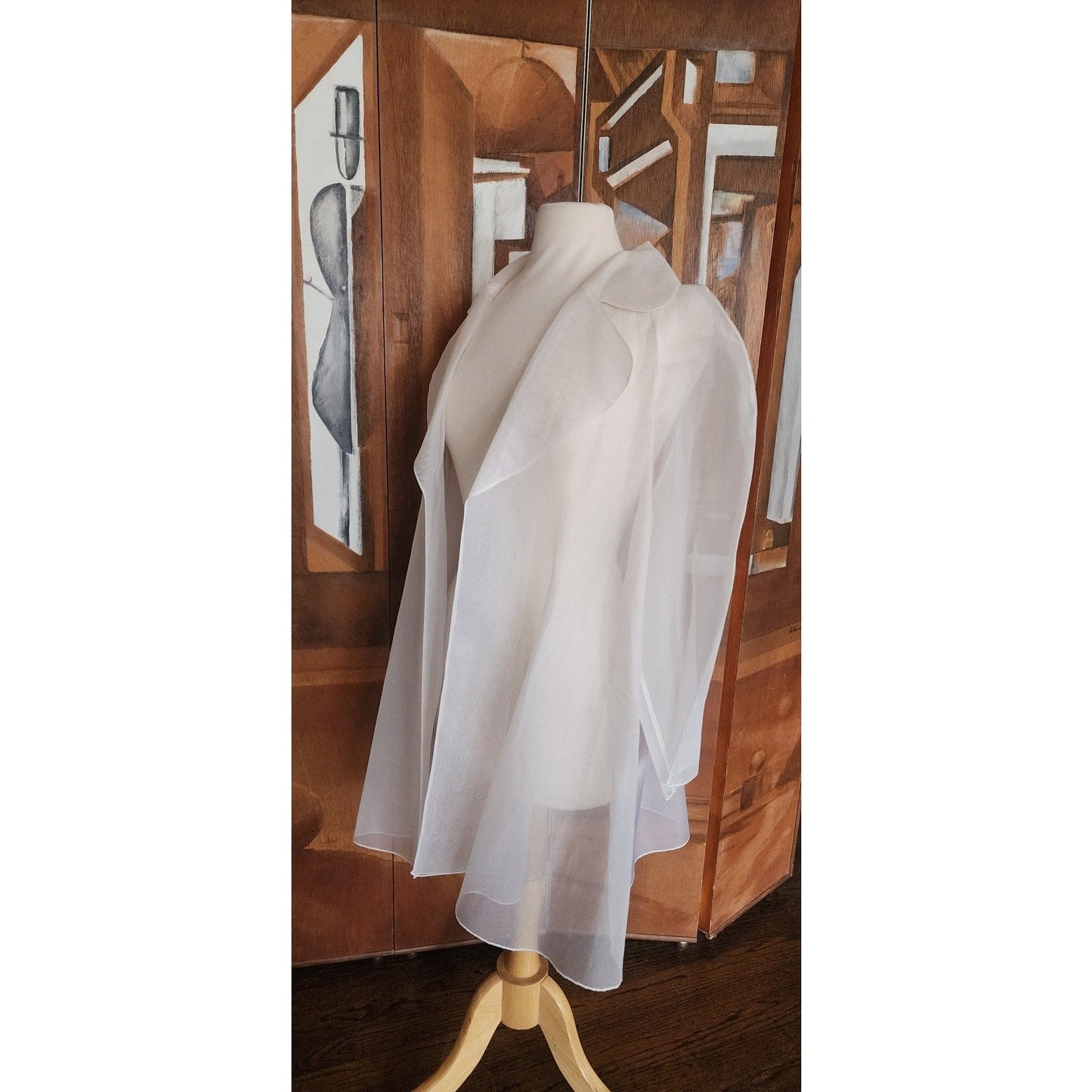 Vintage 1990s Sheer White Jacket White Organza Victoria March Chicago Designer