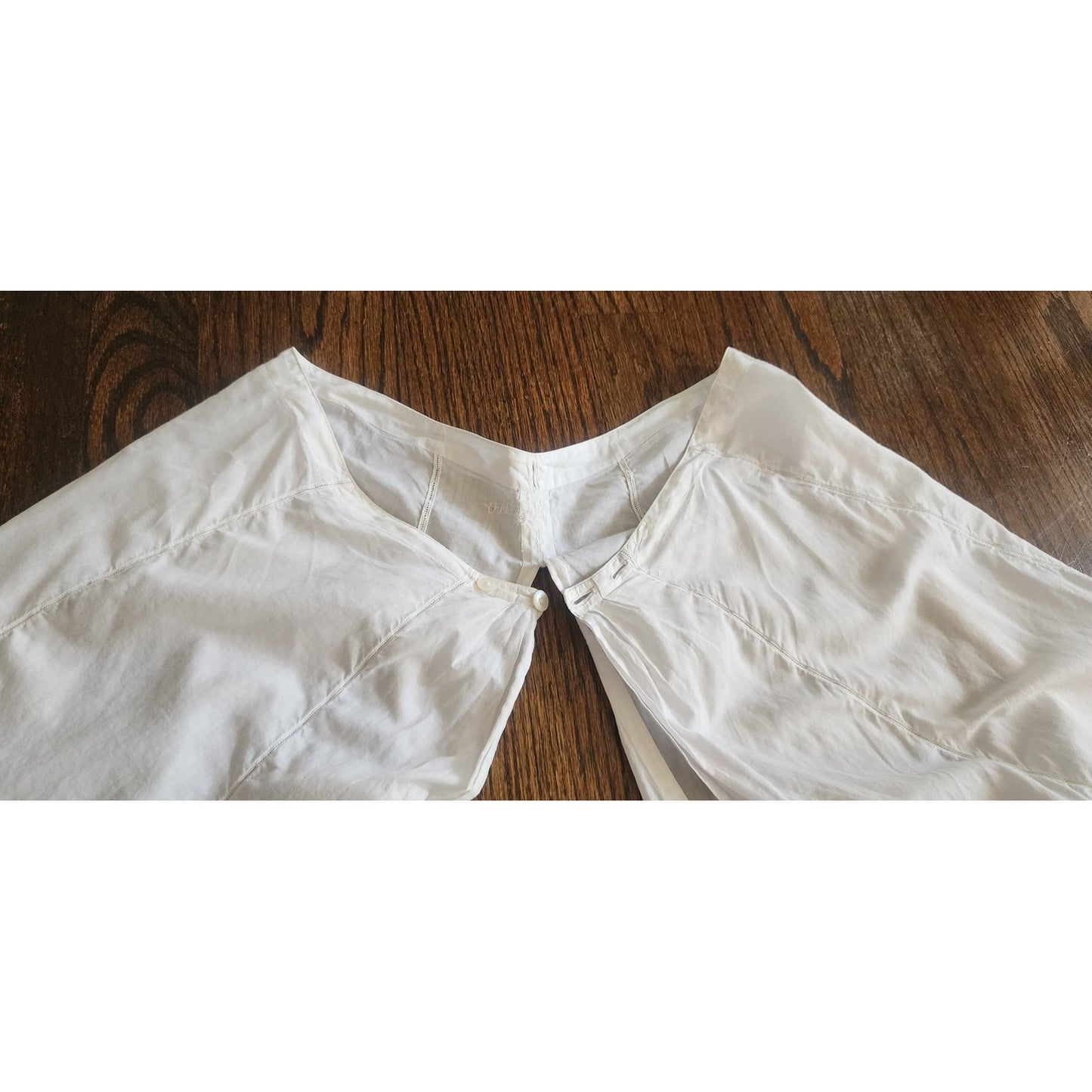 Antique White Cotton Bloomers Underwear Pantaloons Open Crotch Lace Trim