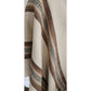 Vintage Poncho Fringed Alpaca Wool Ruana Cream w/Brown Stripe Southwestern Style