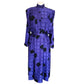 Vintage 80s Blue Geometric Print Silk Dress Button Down Shirt Dress Albert Nipon