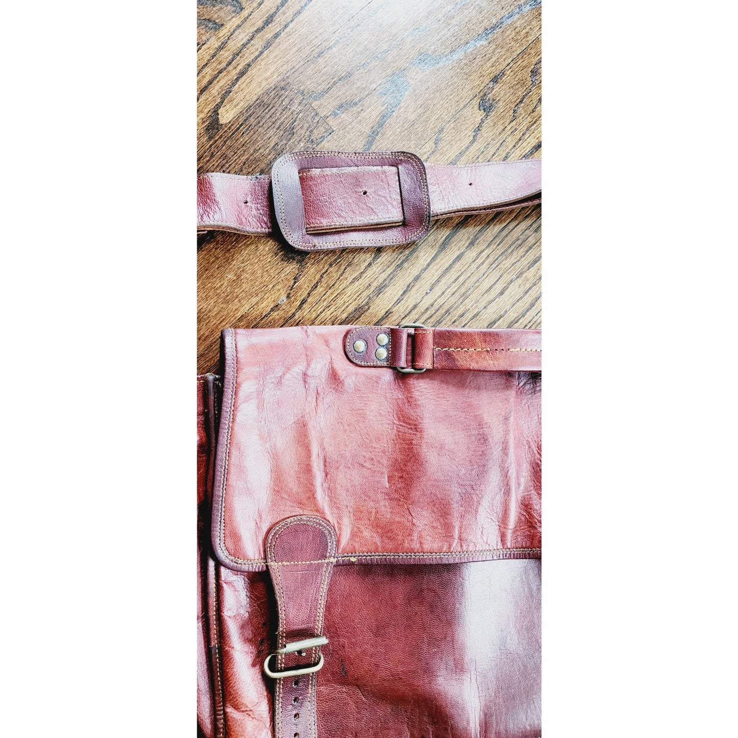 Vintage Brown Leather Messenger Bag Satchel