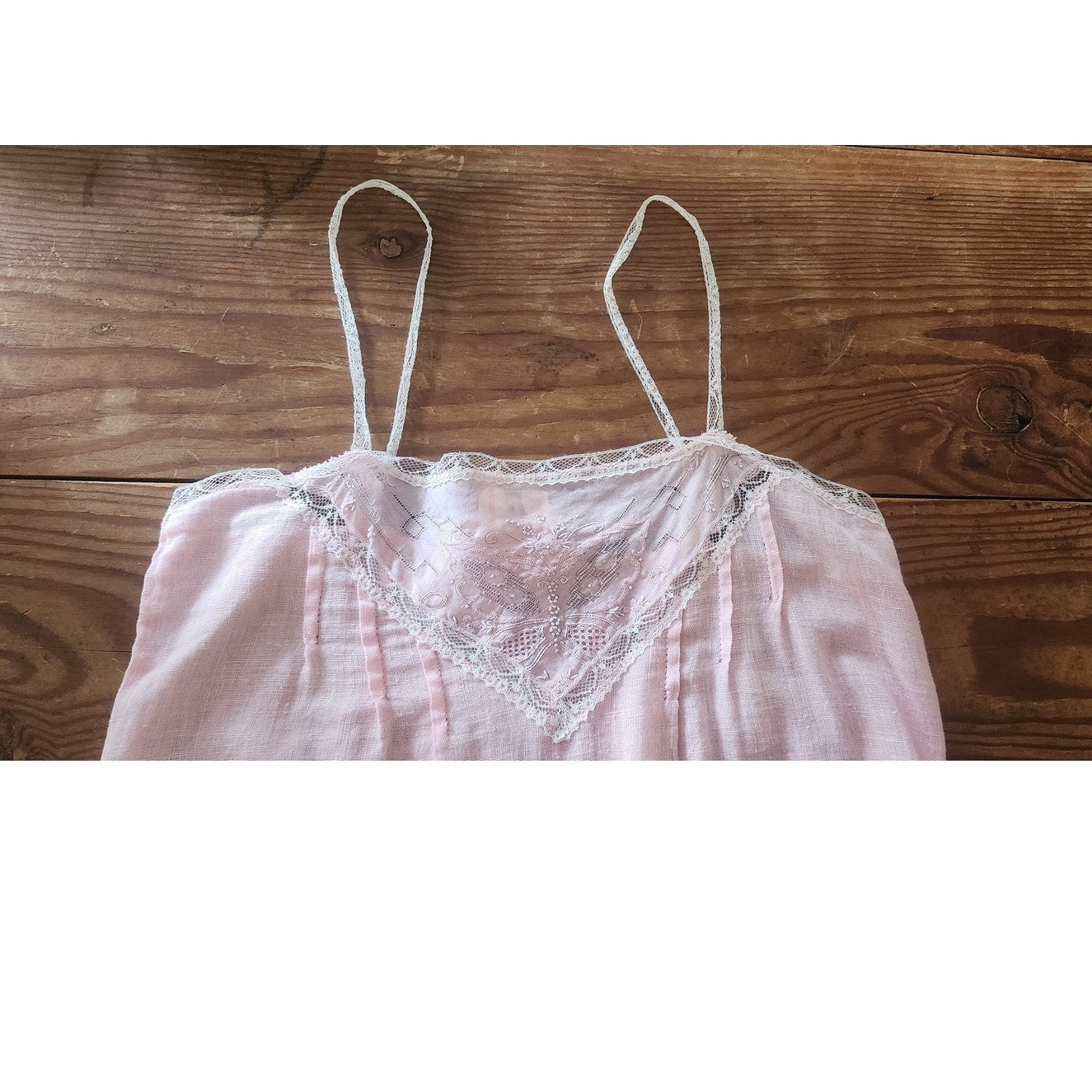 VTG 1980s Pink Cotton Lace Top Shell Embroidered Neo Edwardian Romantic Shirt