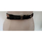 Vintage 1990s Brighton Leather Belt Black Leahter Beige Canvas Silver Buckle 28
