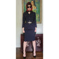 Vintage 1990s Armani Skirt Suit Black or Dark Navy Blue Wool / S
