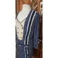 Vintage 1920s Day Dress Silk Print Navy Blue Polkadot Micro Dot Long Sleeves / S