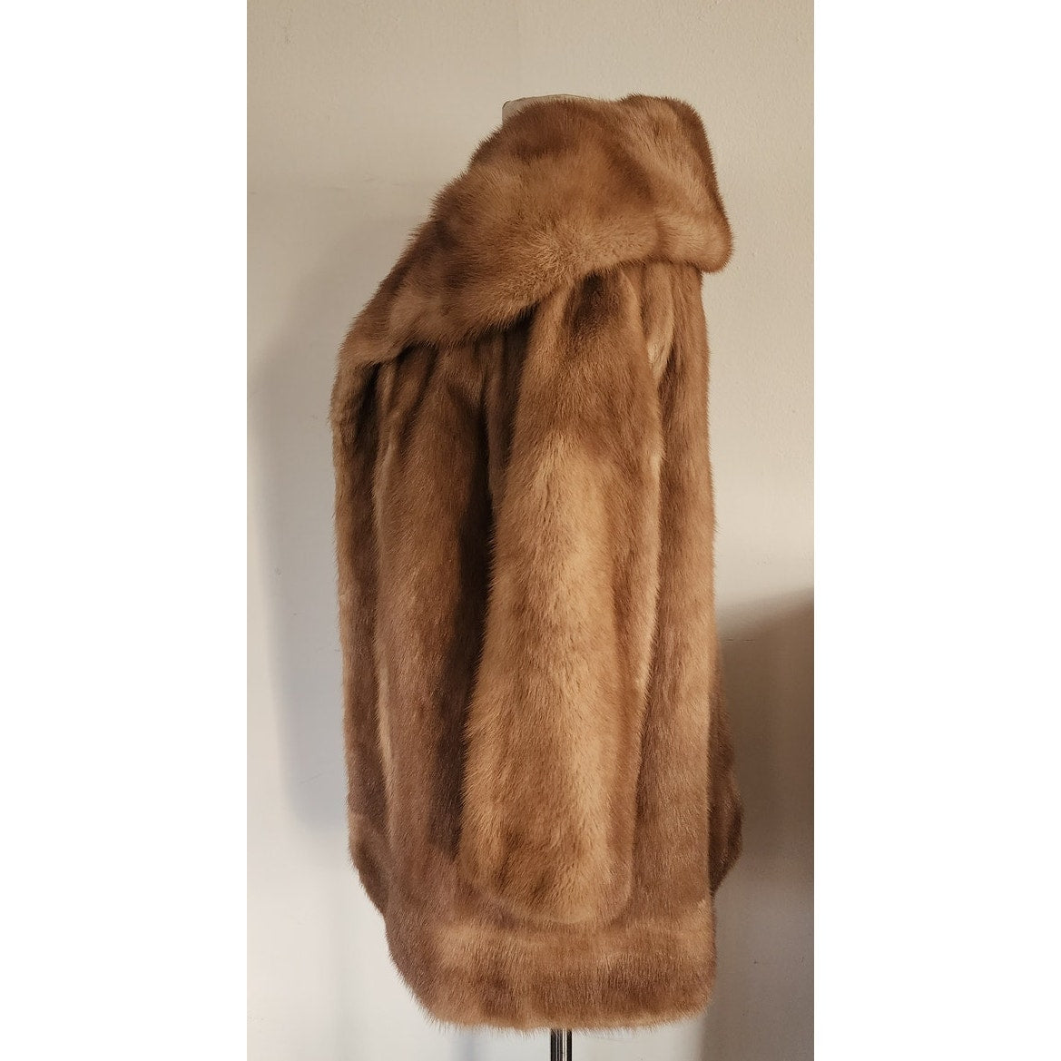 Vintage 50s Mink Fur Coat Caramel Brown Hip Length