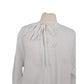 Antique Poet's Blouse / White Cotton Tunic Shirt w/ Embroidered Crochet Lace Sash Tie Neck