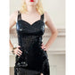 Vintage 90s Sequined Party Dress Black Sleeveless Niteline Della Roufagoli