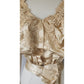 Victorian Ball Gown Bodice Top Jacket Puff Ruffled Sleeves Cream Silk Lace Embroidery 1880s 1890s