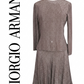 Vintage 1980s Giorgio Armani Dress Gray Silk Abstract Print Midi Long Sleeve