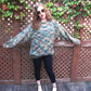 Vintage 80s Oversized Sweater Hand Knit Mohair Green Beige