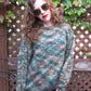 Vintage 80s Oversized Sweater Hand Knit Mohair Green Beige