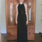 Vintage 70s Donald Brooks Eveing Dress Black Silk Jersey Halter Maxi Gown