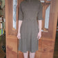 Vintage 40s Day Dress Textured Belted Brown Olive Green Kabro of Houston