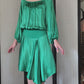 Vintage 2000s Yves Saint Laurent Green Silk Dress Asymmetrical Hem NWT Tom Ford Era