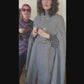 Vintage 60s Cape Gray Wool Clear Lucite Buttons Mod Cloak / M