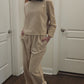 Vintage 1990s Sonia Rykiel Velour Track Suit Beige w/Gold Buttons
