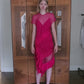 2018 Givenchy Runway Sample Dress Asymmetric Handkerchief Fuchsia Mesh Lace