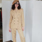 Vintage 1990s Cream Wool Pant Suit Double Breasted Blazer Evan Picone