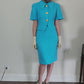 Vintage 90s Christian Lacroix Skirt Suit Turquoise Blue + Gold Buttons / M