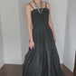 Vintage 1940s Black Evening Dress Crinkled Taffeta Sleeveless / M