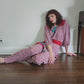 Vintage 1980s Lachine Tunic + Pants Set Polyester Georgette Red Graphic Print / Medium