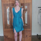 Vintage 2000s Chloe Party Dress Sleeveless Blue Silk Asymmetrical Tie NEW w/Tags